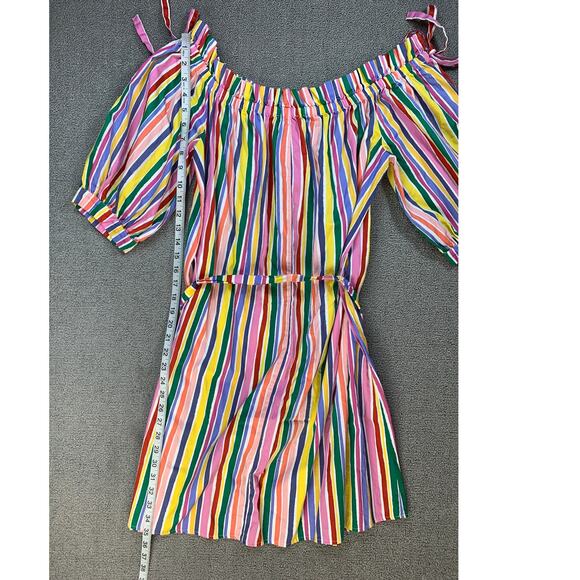 Eloquii Dress Striped Off the Shoulder Rainbow Mini Size 16 - Picture 10 of 12